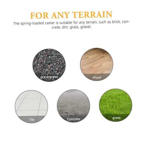 Image showing various terrains suitable for the Smooth Rolling Heavy Duty Spring Loaded Gate Wheel With Automatic Telescopic Adjustment Cold Rolled Steel Replacement Caster.
