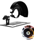 Keep Nasty Sparks Safe While You Work With This Rugged Adjustable Angle Grinder Holder Stand Featuring Heavy Duty Steel Debris Protection For 100 Mm Tools Your Shop Will Love, showing black steel angle grinder guard.