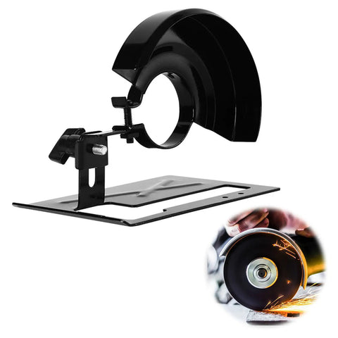 Keep Nasty Sparks Safe While You Work With This Rugged Adjustable Angle Grinder Holder Stand Featuring Heavy Duty Steel Debris Protection For 100 Mm Tools Your Shop Will Love, showing black steel angle grinder guard.