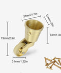 Top Shelf 4 Pack Solid Brass Casters showing 360 degree swivel design and dimensions with mounting screws.