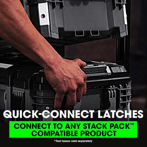 Medium Stackable Toolbox Featuring Quick Connect Locks And Tough As Nails Construction For Workshop Organization with quick-connect latches