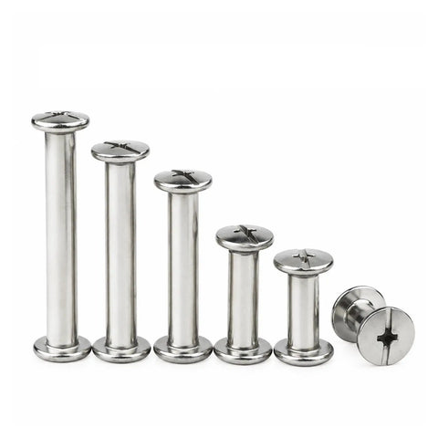 Premium 304 Stainless Steel Chicago Binding Screws Reusable Barrel Fastener Bolts in various lengths, polished finish, for crafting.