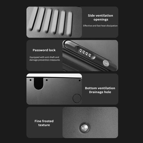 Detailed view of Badass Replacement Charger Station Box For Cybervault Systems highlighting side vents, password lock, and frosted texture.