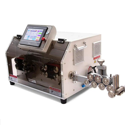 Automatic Multi Conductor Cable Cutting And Stripping Machine Featuring Programmable LCD Panels Rock Solid Tungsten Steel Blades front view with control panel