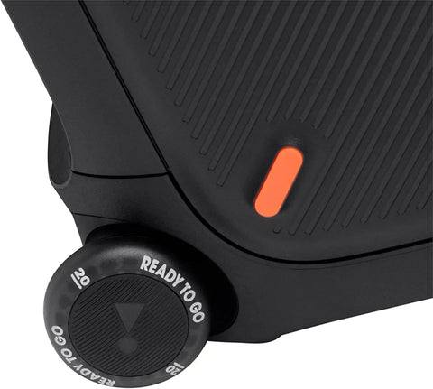 Close-up of the wheel and button design on the Partybox 310 Portable Party Speaker With 240 Watts Of Power Long Lasting Battery.