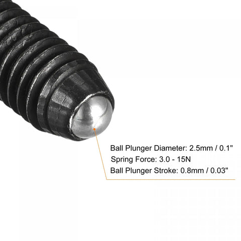 Heavy Duty Ball Point Set Screws M4 X 16mm High Carbon Steel Metric Spring Grub Screws 10 Pack close-up showing plunger details.
