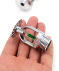 Twelve Pack Quick Response Pendent Fire Sprinkler Heads With Slick Chrome Finish And Tough Copper Build For Snappy Heat Trigger And Bully Proof Property Shielding At One Ninety Nine Degrees in hand.