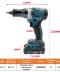Cordless 26V Rivet Nut Setter Kit With Heavy Duty Drill Adapter, M3 To M12 Fasteners, Plug And Play Design, No Strings Attached Power close-up showing size and details.