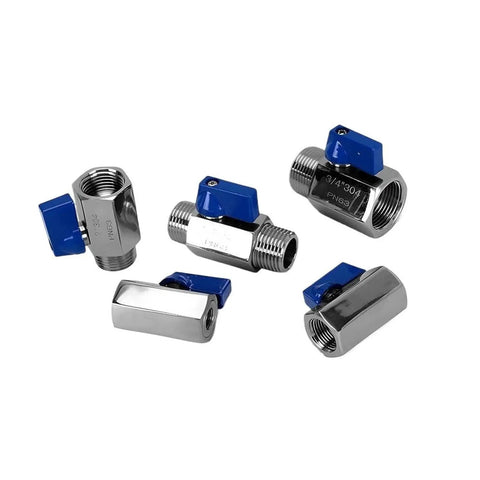 SS304 Stainless Steel Mini Ball Valve With Smooth Quick Turn Handle For Rock Solid Pipeline Control Featuring Tight Leak Proof Seals And Hella Durable BSP NPT Threaded Connections That Make Fluid Shut Off A Total Breeze - multiple angles of valves