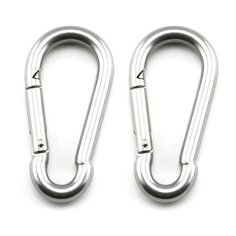 Rock Solid M8 Stainless Steel Ceiling And Wall Mount Hooks For Outdoor Hammocks And Patio Swings Heavy Duty Suspension Anchors With U Shaped Base Plates And Snap Hooks, spring snap carabiners.