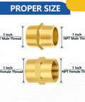 Four Pack Brass Pipe Fittings Set With Two One Inch Male Adapters And Two One Inch Female Adapters Hex Nipples NPT