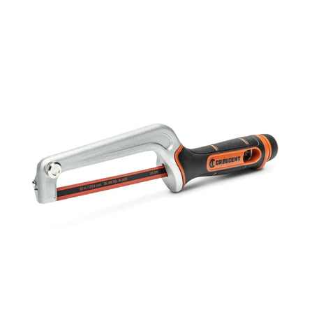 Ten Inch High Tension Compact Hacksaw With Dual Material Handle For Easy Grip And Flush Cuts DIY Friendly In Handle Twist Tensioning
