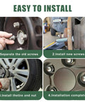 4 step installation of 4 Piece Wheel Lug Stud Nut Set With M12x1.5 Threads For Most Cars Front And Rear Left Right Replace 5295014140