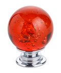 Ten Pack Of Slick Red Crystal Glass Bubble Cabinet Knobs Round Drawer Pulls And Dresser Handles For Kitchen Cupboards With Zero Hassle Mounting Hardware 30 mm Size. Red bubble crystal knob on chrome base.