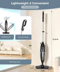 Top Shelf Handheld Steam Mop And Tough Stain Remover With Twelve Snap Swap Tool Tips For Blistering Heat Output On Hardwood Tile Grout And Laminates Anywhere, standing alone with flexible swivel and soft-grip handle.