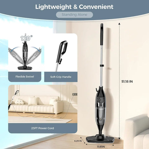 Top Shelf Handheld Steam Mop And Tough Stain Remover With Twelve Snap Swap Tool Tips For Blistering Heat Output On Hardwood Tile Grout And Laminates Anywhere, standing alone with flexible swivel and soft-grip handle.