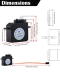 Diagram showing dimensions of 2g Micro Digital Servo for RC Helis with coreless motor, includes measurements and mounting accessories