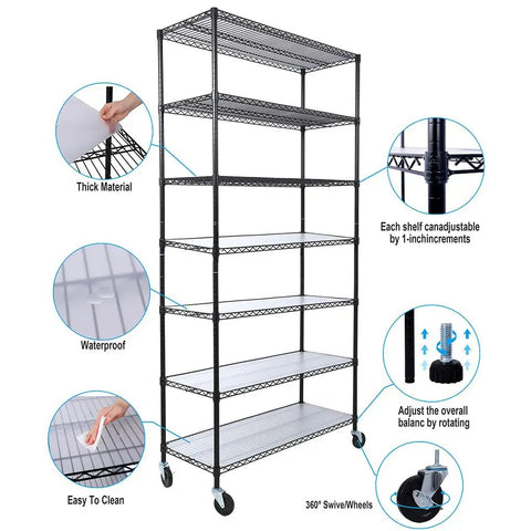 Legit Heavy Duty Wire Shelving Unit Featuring 2450 Pound Load Capacity With Durable Metal Storage Rack And Adjustable Leveling Feet for bulk storage.