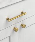 Gonna Love These Heavy Duty Brushed Brass Modern Cabinet Pulls Smooth Kitchen Upgrade For Pantries And Islands Five Inch solid bar pull with rounded knobs.