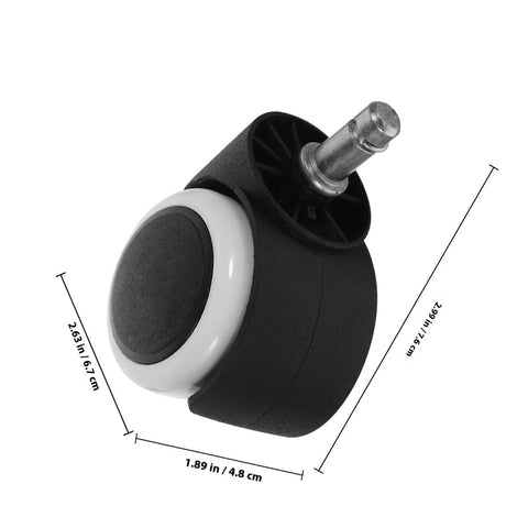 Smooth Operator Replacement Casters For Office And Gaming Chairs With 10mm Circlip Rod, 1.89 in diameter, 360 spin design.