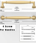 Straight Fire Brushed Gold Cabinet Pulls 10 Pack Set 5 Inch Center To Center Kitchen Drawer Handles dimensions and screws