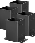 4x4 Post Base Bracket Set For Wood Posts 3.6x3.6 Inch Inner Size, 4 Pack, Q235 Steel With Black Powder Coat, Rust Resistant
