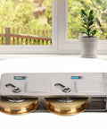 Heavy Duty Double Copper Wheel Stainless Steel Sliding Door Roller Smooth Glide Window Track Pulley with brass wheels.