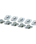 Flush Mount Self Eject Quarter Turn Fastener Kit Featuring Snappy Zinc Plated Alloy Steel Studs For Hassle Free Latching And Rock Solid Grip Smooth One Hand Operation Perfect For Curved Panels Includes Ten Pro Grade Pieces, showing ten zinc plated fasteners.