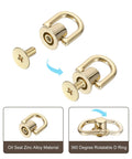 Twenty Pack Slick D Ring Screw Studs With Ball Head Buttons For Leather Crafting And Shoe Repairs Hella Secure Metal Rivet Fasteners In Light Gold features a rotatable D-ring and screw.