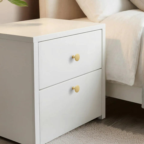 White dresser with Gold Brushed Brass Cabinet Knobs 25 Pack For Cabinets And Dresser Drawers Round Mushroom Style Hardware