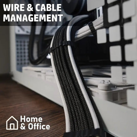 Braided Split Sleeve Wire Loom For High Temperature Automotive Harness And Home Cable Management in use behind a device.