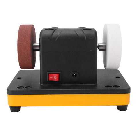 Front view of Cordless 3 Inch Mini Bench Grinder With 20V Lithium Battery Variable Speed Cranking From 2000 To 6000 RPM for precise sharpening.