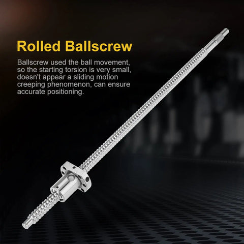 Rock Solid Hella Smooth 12mm Rolled Ballscrew with 400mm Length and 4mm Pitch Anti Backlash Ballnut Assembly side view.