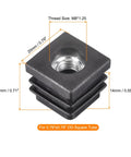 4 Pieces M8 Threaded Tube Inserts For 0.79 By 0.79 Inch Square Tubes Black Plastic End Caps Chair Leg Plugs For Furniture Feet