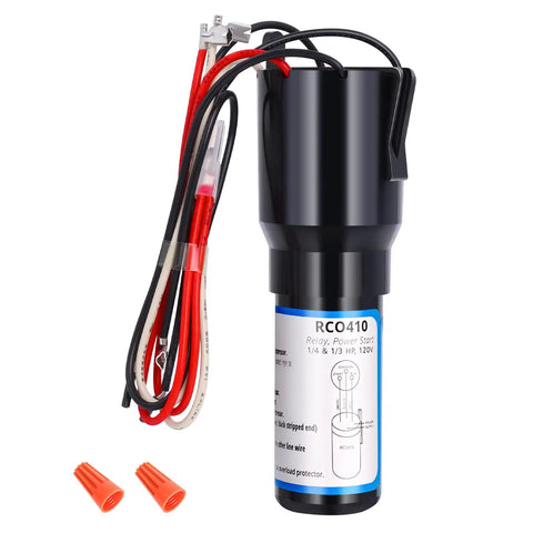 Reliable 3 In 1 Hard Start Capacitor Kit For 1/4 To 1/3 Hp Compressor Replaces Rco410 600410 115 Volt Ac with wires.