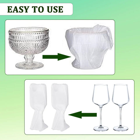 Top Shelf 100 Pack Foam Pouches 8x10 Inch Lightweight Cushion Wrap For Moving Day protecting glasses and a bowl.