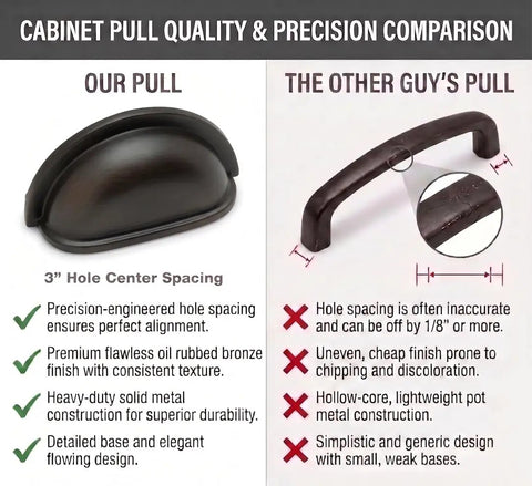 Gotta Get Your Hands On This Sleek Oil Rubbed Bronze Cup Pull For A Damn Cool Halfmoon Aesthetic And Rock Solid 3 Inch Center, quality comparison with details.
