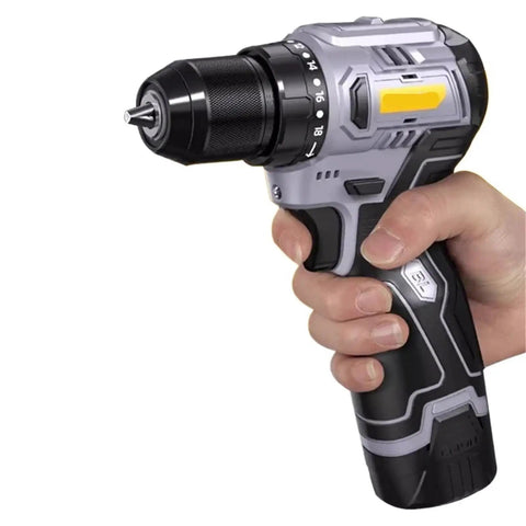 Grip Tight Brushless Electric Drill And Compact Mini Screwdriver Engineered As A Cordless Power Driver, held in hand, showcasing grip and design.