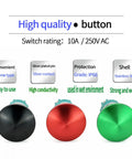 Heavy Hitter Stainless Steel 304 Push Button Switch With A Beefy Red Mushroom Head And Ip66 Waterproof Seal Crafted For Ten Amp Power Load Using Dual Normally Open Contacts Offers Drop Dead Reliable Momentary Function For Hardest Job Sites with black, red, green mushroom heads.