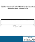 Diagram of 36 Inch Ceiling Fan Downrod in Coal Finish, Beefy Steel Rod for DR536-CL Compatible Fans