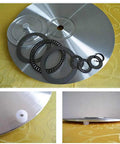 Hella Smooth Tempered Glass Lazy Susan Heavy Duty Turntable Revolving Serving Tray components close-up with bearings and base.