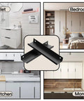 Edge Black Hidden Drawer Door Cabinet Handle Aluminum Alloy Finger Pull Concealed Back Mount Furniture Hardware in various rooms