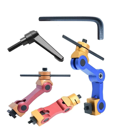 Heavy Duty Universal Adjustable CNC Mill Work Stop Positioner For Lathe And Multi Function Machining Rigs, colorful components and hex key.
