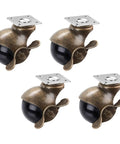 4 Piece Vintage Brass Finish Swivel Casters Heavy Duty 2 Inch Universal Furniture Wheels for smooth rolling on floors.