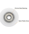 Top Notch 2Pcs U Type Nylon Coated Pulley Roller Bearings Fit 5Mm Shafts showing chrome steel bearings and nylon plastic groove.