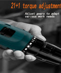 Total Ripper Cordless Drill 168 Volt Rechargeable Power Tool With Slick Ergonomic Grip For Tight Spots And Overhead Jobs No Stress Handling Sweet For Daily Repair Work On Any Weekend Project showing 21+1 torque adjustment feature.