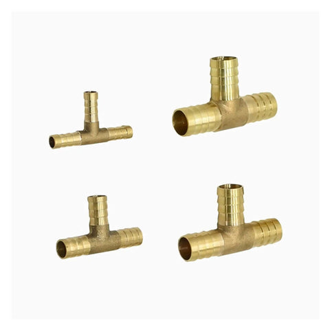 Brass T Shaped Hose Fittings Gear For 8mm 10mm 14mm 16mm Quick Connectors Water Separator For Garden Air And Gas Lines 50 Pieces Durable Multi Size Tee Adapters Easy Install, assorted sizes