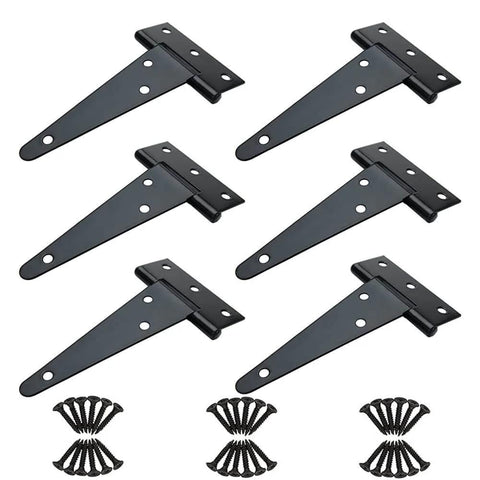 4 Inch T Strap Hinges Heavy Duty Tee Hinge Set For Wooden Fences Gates Barn Doors Yard Doors And Outdoor Gates 6 Pieces With 36 Screws
