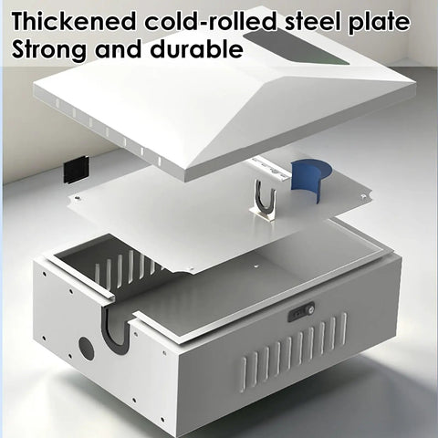 Heavy Duty Outdoor EV Charger Box Weatherproof Wall Mount Cover For Electric Vehicles, thickened cold-rolled steel, open view.
