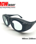 Laser Safety Glasses 980 To 2500Nm Absorption Block Glare And Sparks Crafted For Clinics And Labs, black polycarbonate with side shields.